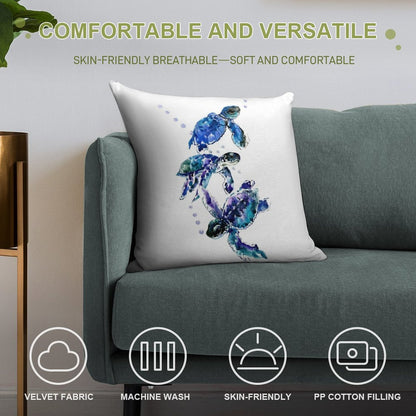 Three Sea Turtles Soft Warmth Comfort Throw Pillow