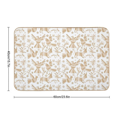 Otomi, Beige Otomi Texture, Neutral Colors, Mexican Otomi, Mexican Art, Light Brown, Mexican Craft, Mexican Folk, Otomi Texture,  Slip-Resistant Bath Mat