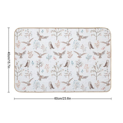 Magic Pastel Forest with Owls  Non-Slip Bath Mat
