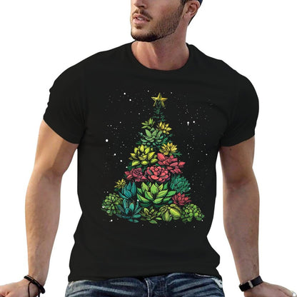 Festive Holiday Creative Succulent Christmas Tree Art  Oversized Silhouette T-Shirt