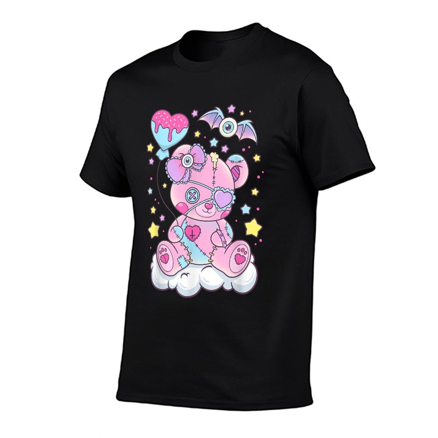 Kawaii Pastel Goth Cute Scary Bear  Rolled Sleeves T-Shirt