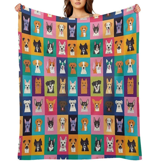 Bright And Happy Animal Heads for Decoration Versatility Throw Blanket