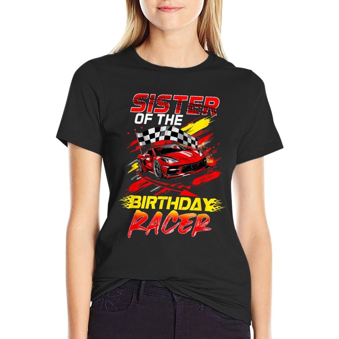 Sister Of The Birthday Racer Race Car Party Family Matching  Lightweight T-Shirt