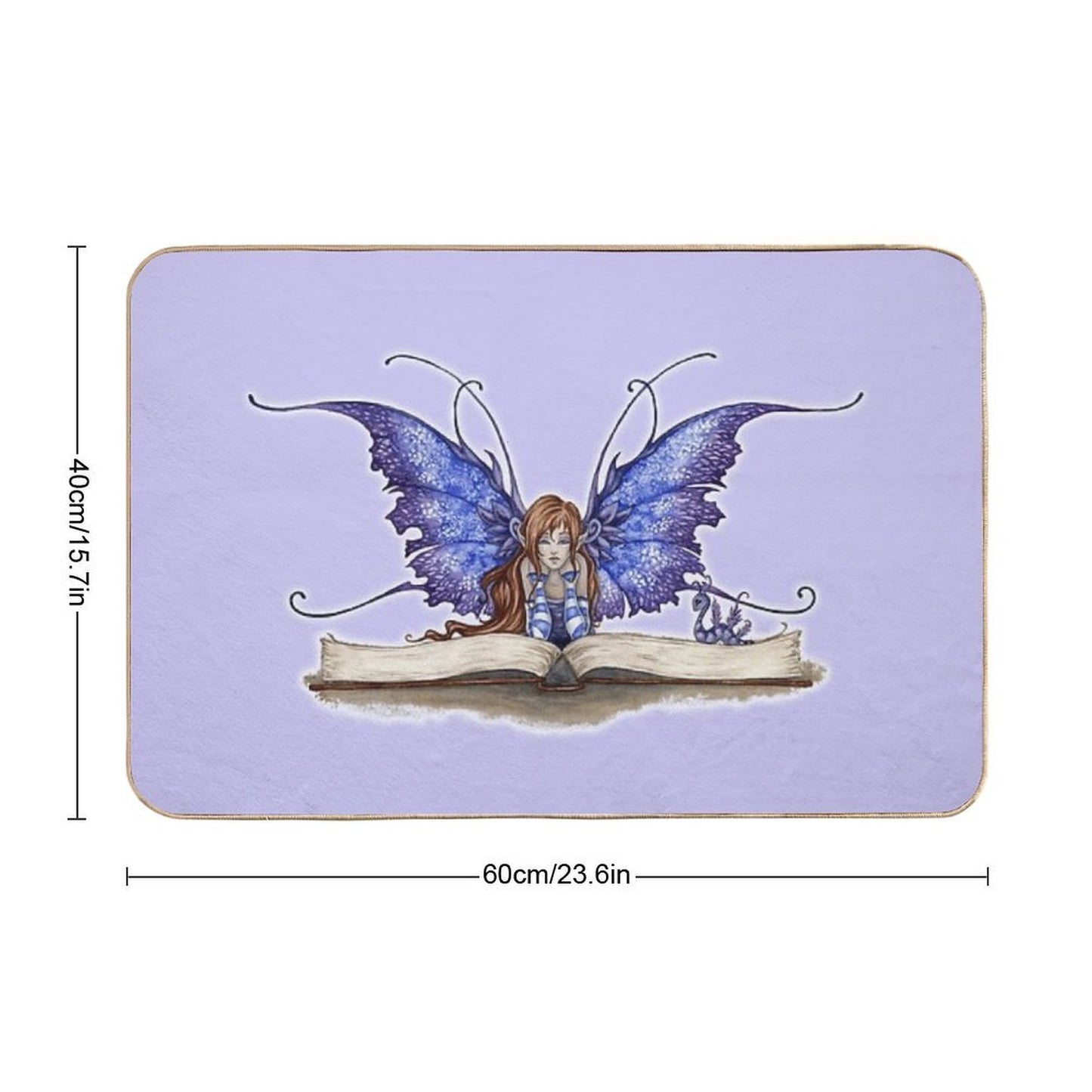 Bookworm Book Fairy  Non-Slip Bath Mat