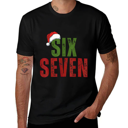 Santa Hat 6 7 Six Seven Gen Z Alpha Meme Slang Christmas  Slim-fit Cut T-Shirt