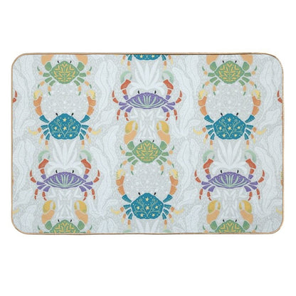 Colorful Crabs' Seaweed Parade [blue]  Easy To Clean Bath Mat