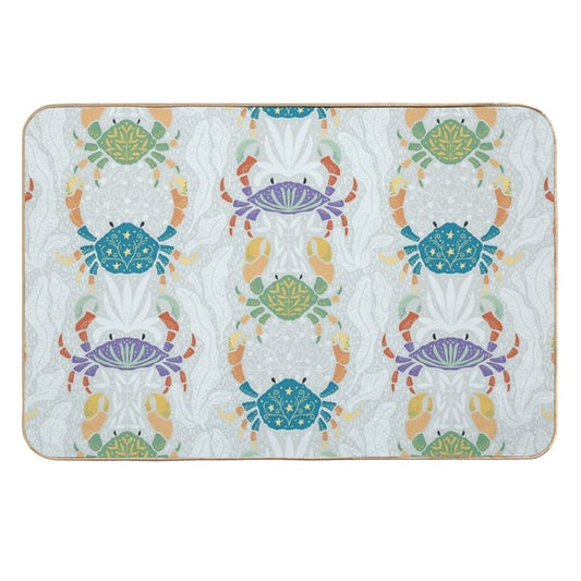 Colorful Crabs' Seaweed Parade [blue]  Easy To Clean Bath Mat