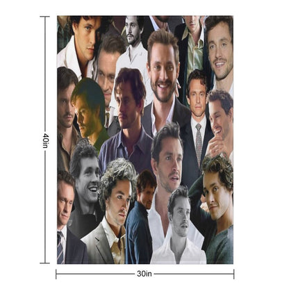 Hugh Dancy Photo Collage Velvety-soft Throw Blanket