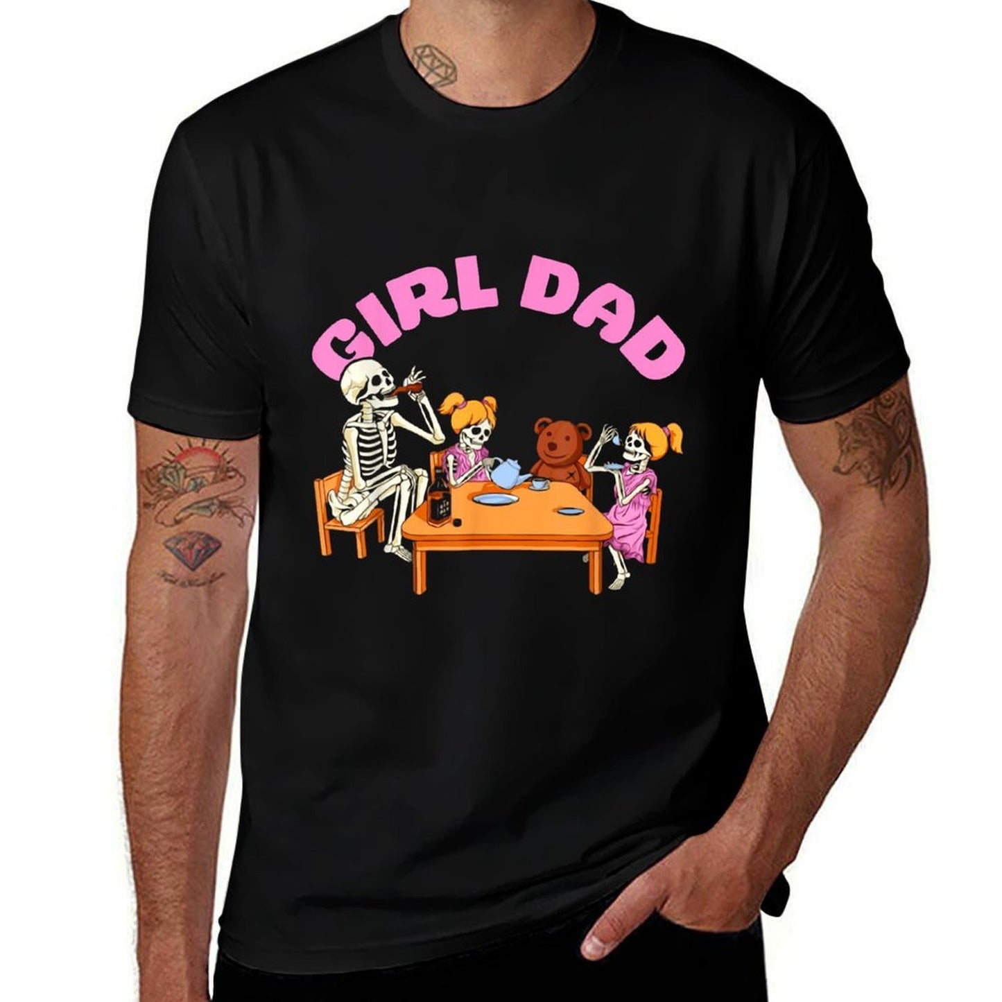 Girl Dad Skeletons Family Father And Daughters  Wrinkle-resistant T-Shirt