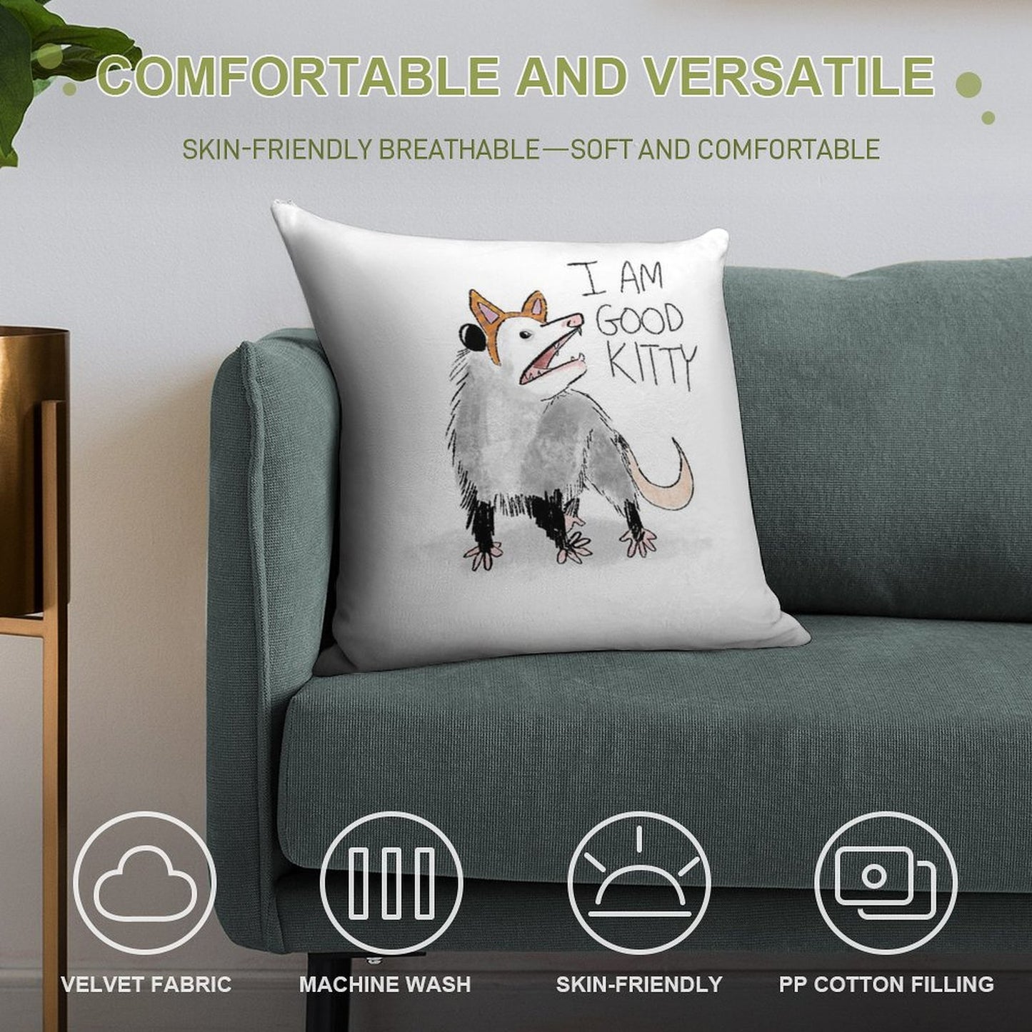 I AM GOOD KITTY Design Soft Gift Ready Throw Pillow