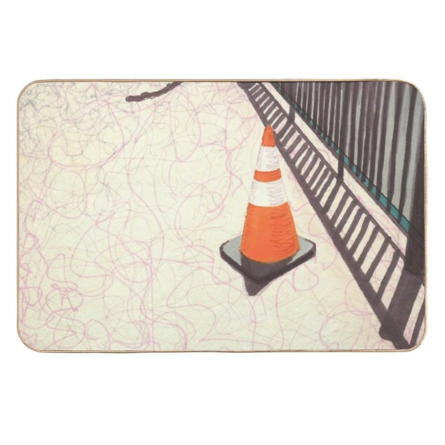 Orange Traffic Cone Durable Bath Mat