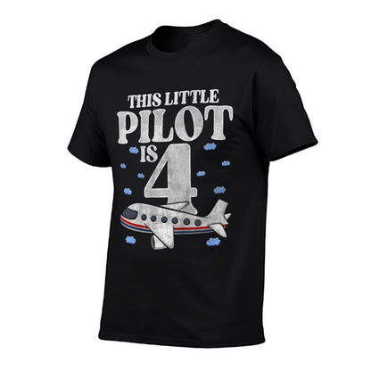 Kids This Little Pilot Is 4 Airplane Four Years Old 4th Birthday  Versatile T-Shirt