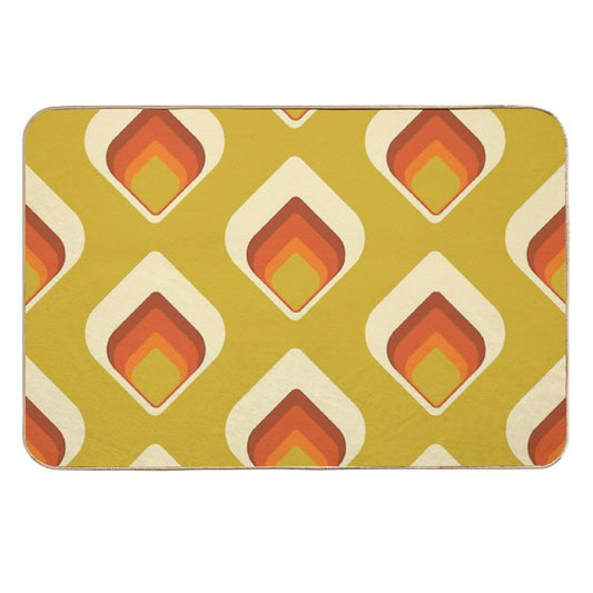 Mid-Century Modern Goldenrod And Cream Tear Drop  Rapid-Drying Bath Mat