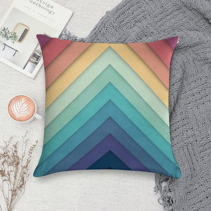 Retro Chevrons 002 Soft Short Plush Fabric Throw Pillow