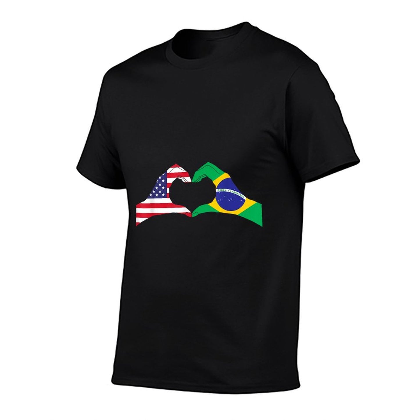 Half Brazilian Half American USA Brazil Culture Patriot Love  Ribbed Collar T-Shirt