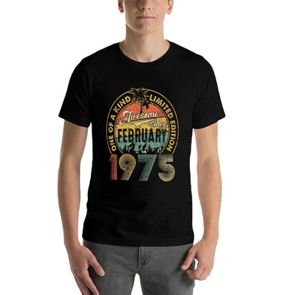 Funny 50 Years Old Vintage February 1975 50th Birthday Gift  Vintage-inspired T-Shirt