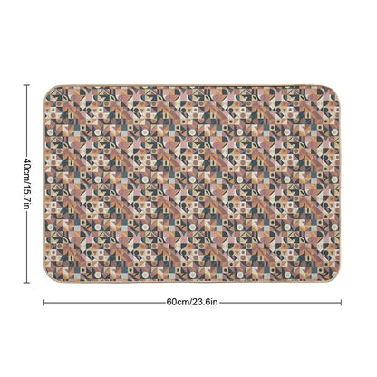 Bauhaus Style Geometric Abstract Pattern  Repositionable Bath Mat