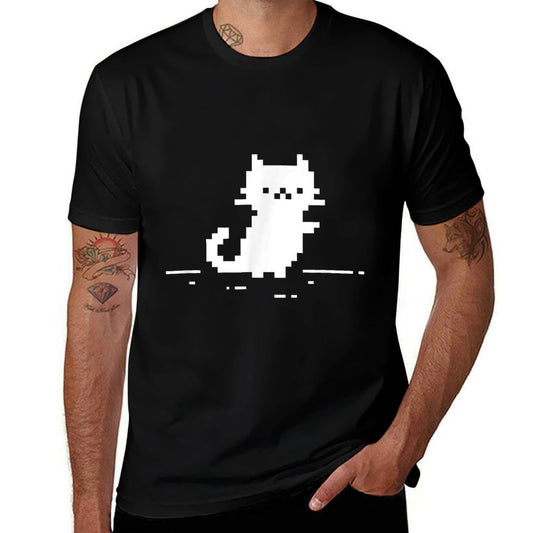 Cute Cat Minimal Pixel Art Nostalgic Retro 8-bit Gamer  Easy-care T-Shirt