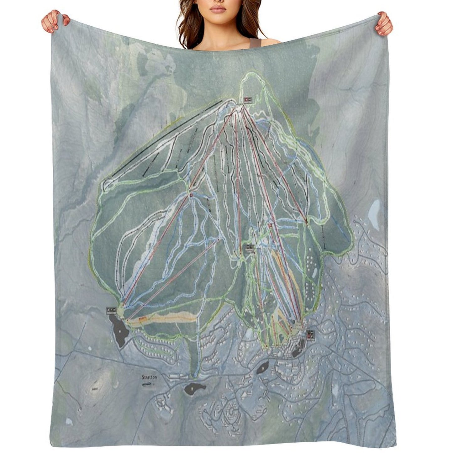 Stratton Resort Trail Map All-season Throw Blanket