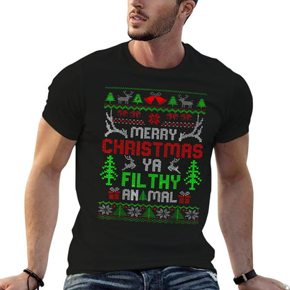 Merry Christmas Animal Filthy Ya Xmas Pajama  Ribbed Collar T-Shirt