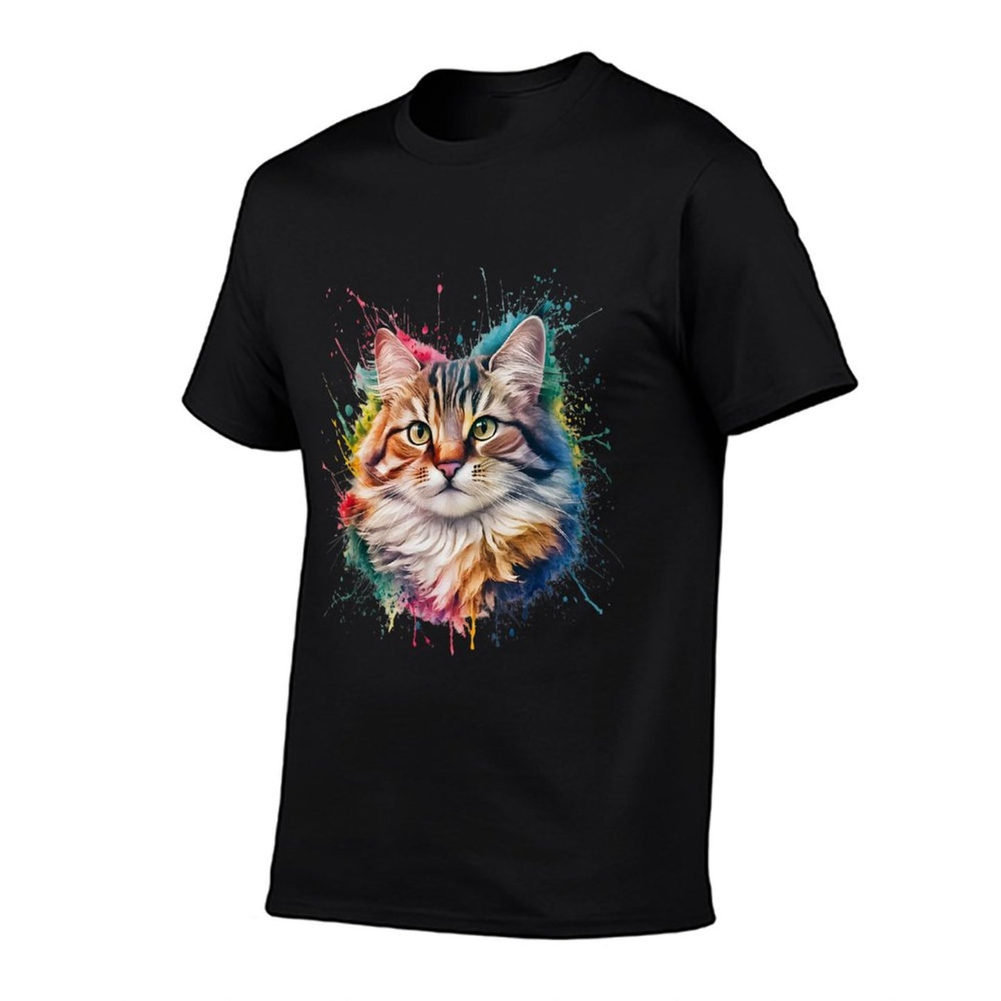 Cat Men Woman Colorful Watercolor Cat  Affordable Price T-Shirt