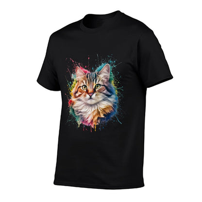 Cat Men Woman Colorful Watercolor Cat  Affordable Price T-Shirt