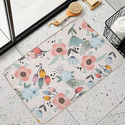 Festive Flowers - Pink Durable Bath Mat