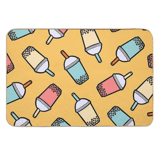 Bubble Tea Pattern  Easy Maintenance Bath Mat