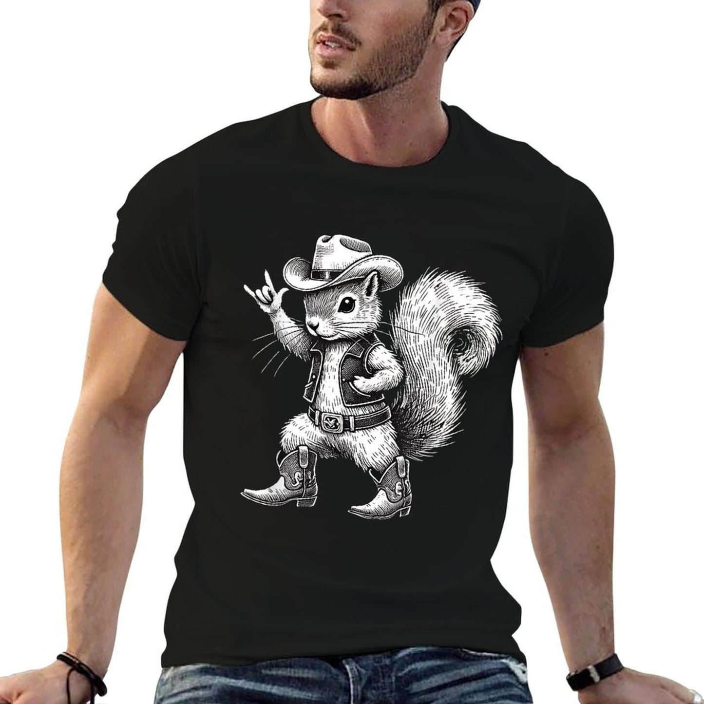 Vintage Squirrel Funny Cowboy Cowgirl Western Country Animal Comfortable T-Shirt