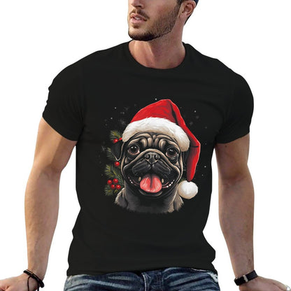 Pug Dog - Christmas Funny Santa Holiday Men Women Comfortable T-Shirt