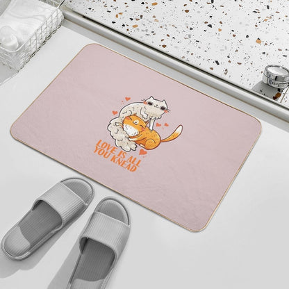 Cute Cats - Love Is All You Knead  Fade-Resistant Bath Mat