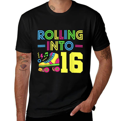 Rolling Into 16 Year Old 80's Outfitn Girl 16th Birthday  Polyester Blend T-Shirt