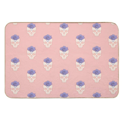 Skull Succulent  Lilac Purple  Non-Slip Bath Mat