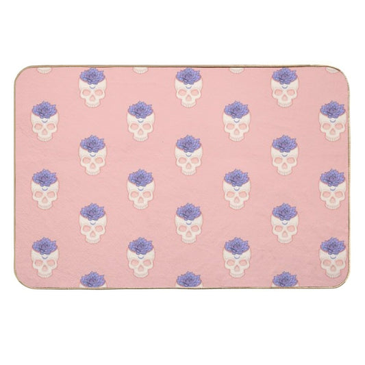 Skull Succulent  Lilac Purple  Non-Slip Bath Mat