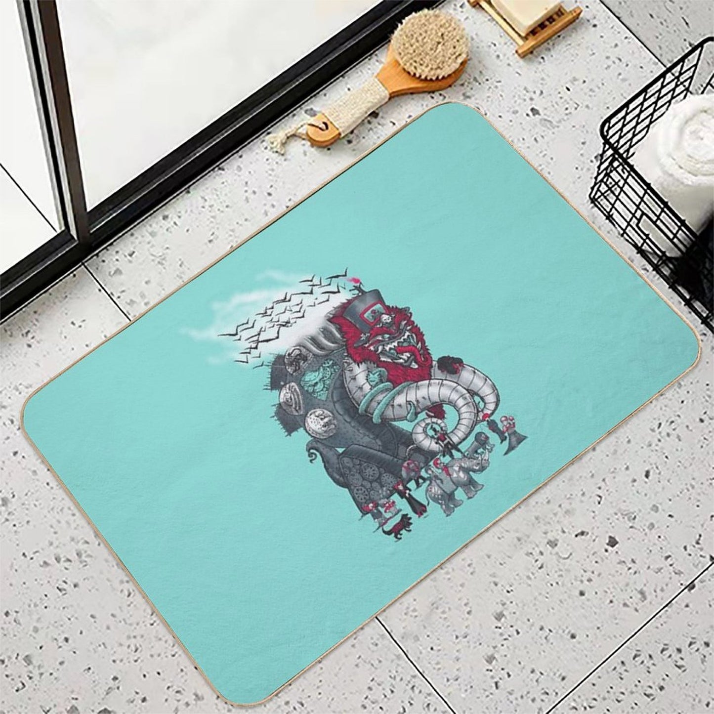 Dark Circusbot  Slip-Resistant Bath Mat