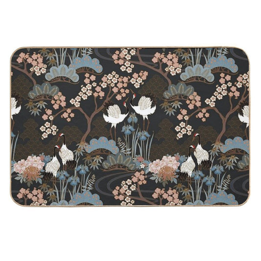 Japanese Garden Dark  Non-Slip Bath Mat