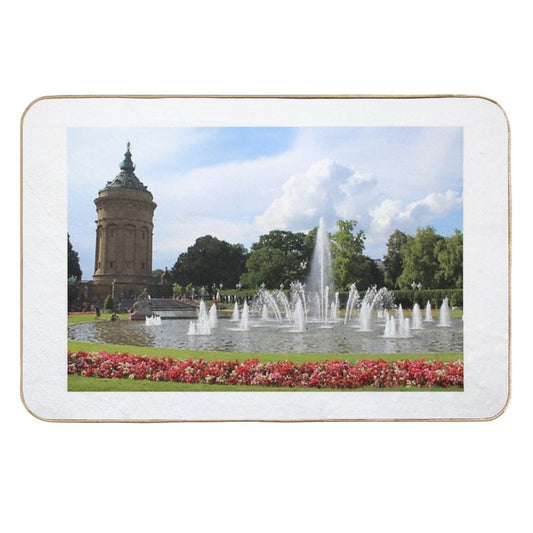 Mannheim Water Tower in Summer  Slip-Resistant Bath Mat