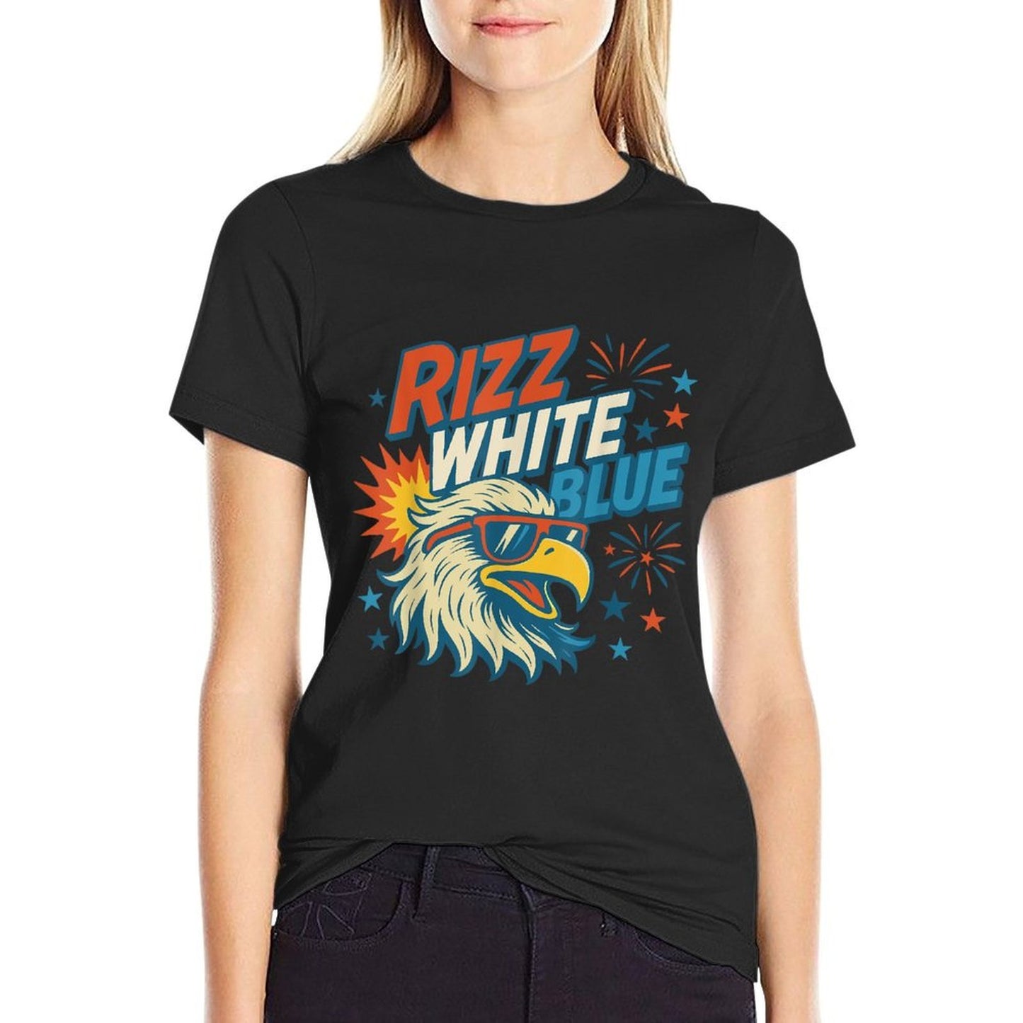 Rizz White Blue Patriotic Eagle 4th Of July  Moisture-wicking T-Shirt