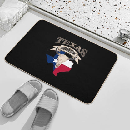 1980s Bull Skull Born And Raised Lone Star Texan Texas  Anti-Trip Bath Mat