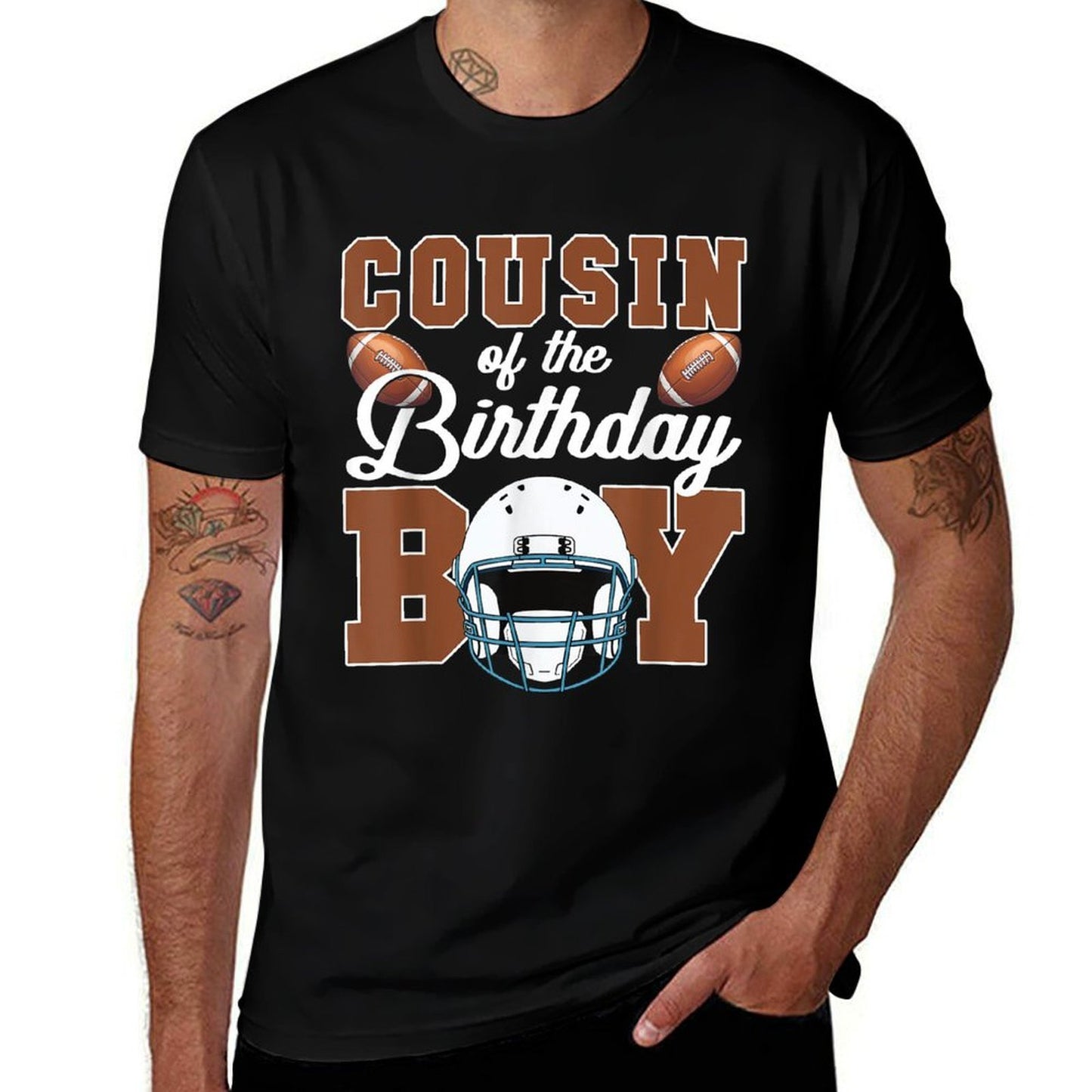 Football Touchdown Birthday Kids Outfit - Unisex Kids & Adults Family Matching Football Party - Black,, Size 45  Ribbed Collar T-Shirt