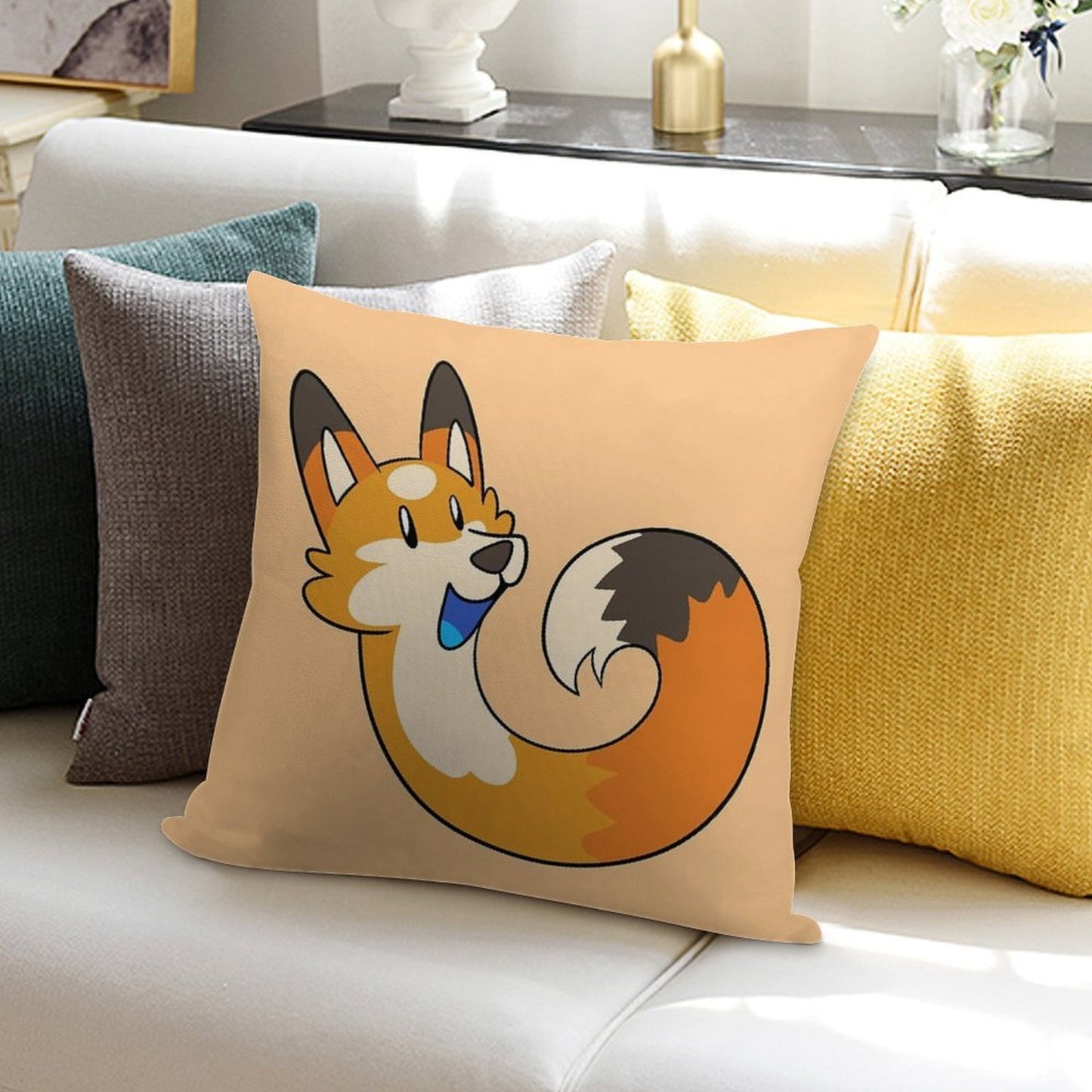 Orange Pipefox - Pip Soft High-Density Material Throw Pillow