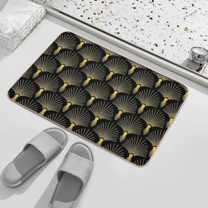 Vintage Hollywood Elegant Golden And Black Art Deco  Pet-Safe Bath Mat