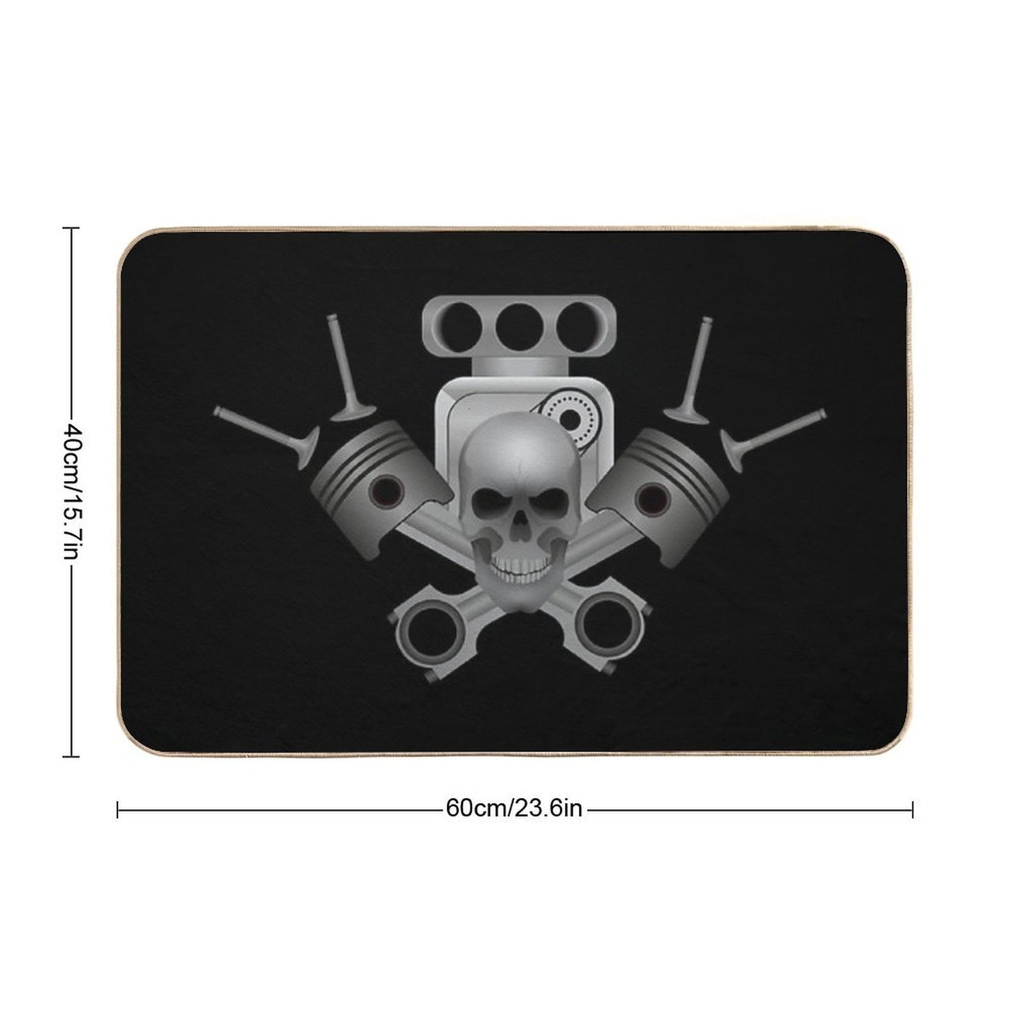 Supercharge Engine Piston with Skul  Absorbent Bath Mat