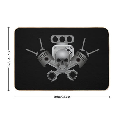 Supercharge Engine Piston with Skul  Absorbent Bath Mat