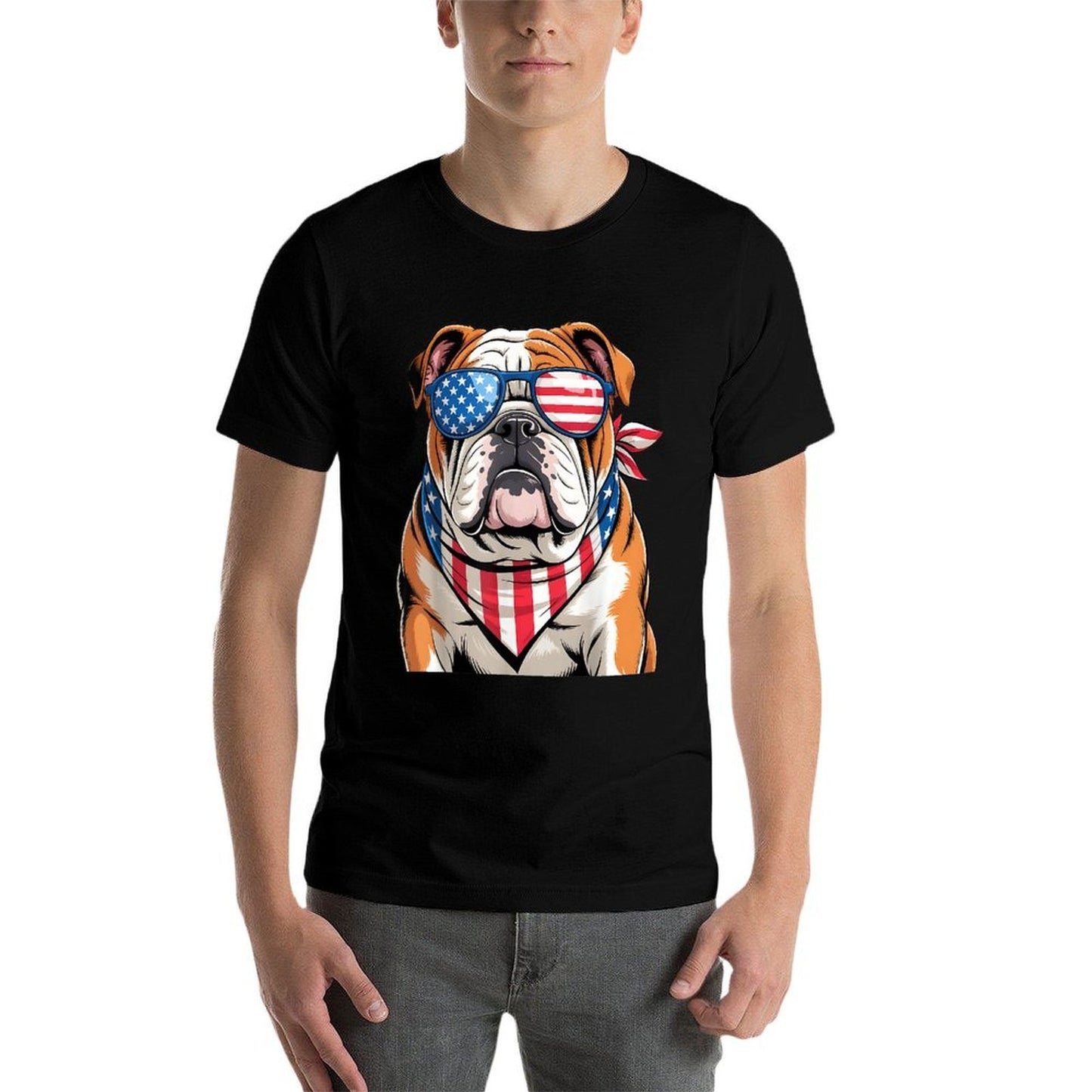 American Patriotic Bulldog 4th Of July 2025 USA Men  Wrinkle-resistant T-Shirt