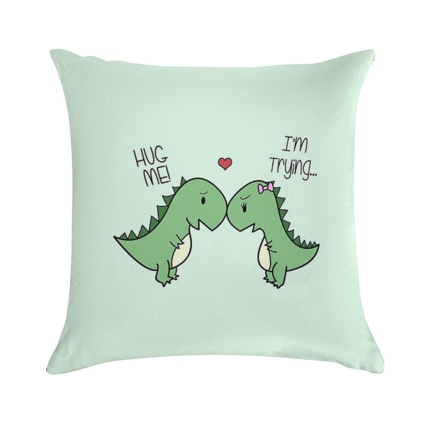 Dino Love! (Hug Me!) Soft Durable Construction Throw Pillow