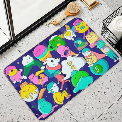 Poster Doodle Cute Monster. Funny Characters. Cartoon Hand Drawn.  Eco-Friendly Bath Mat