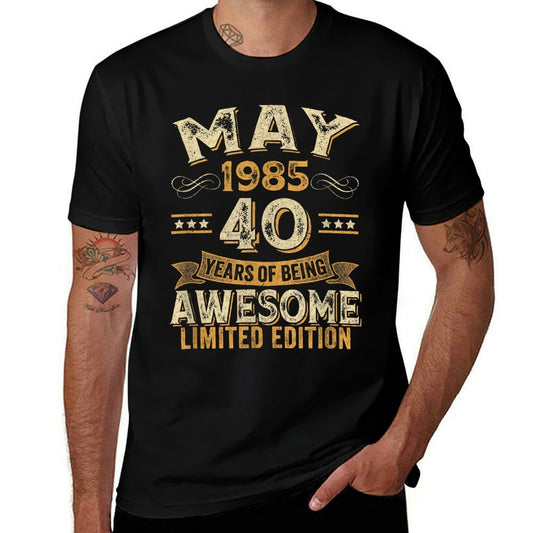 40 Years Awesome Vintage May 1985 40Th Birthday  Fade-proof Color T-Shirt