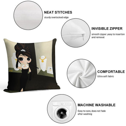 Breakfast at Tiffany's Soft Hidden Zipper Throw Pillow