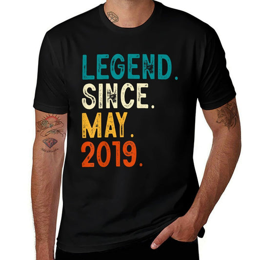Kids 4 Year Old Legend Since May 2019 4th Birthday  Cotton T-Shirt